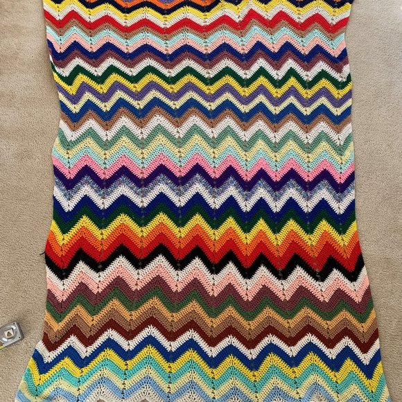 HANDMADE  multicolor "Everyone Included" afghan crochet blanket, zig zag pattern - Picture 1 of 13